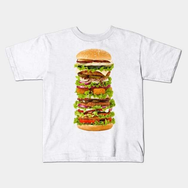 Tall Juicy Burger Kids T-Shirt by uppermosteN